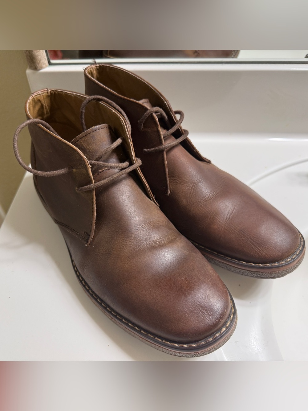 St. John's Bay Mens Leather Chukka Boots Ankle Boots Brown Size 9M